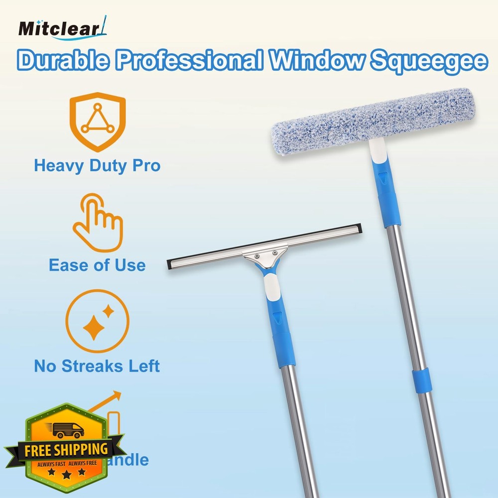 Mitclear 77" Window Squeegee Cleaner Extension Pole Car Windshield