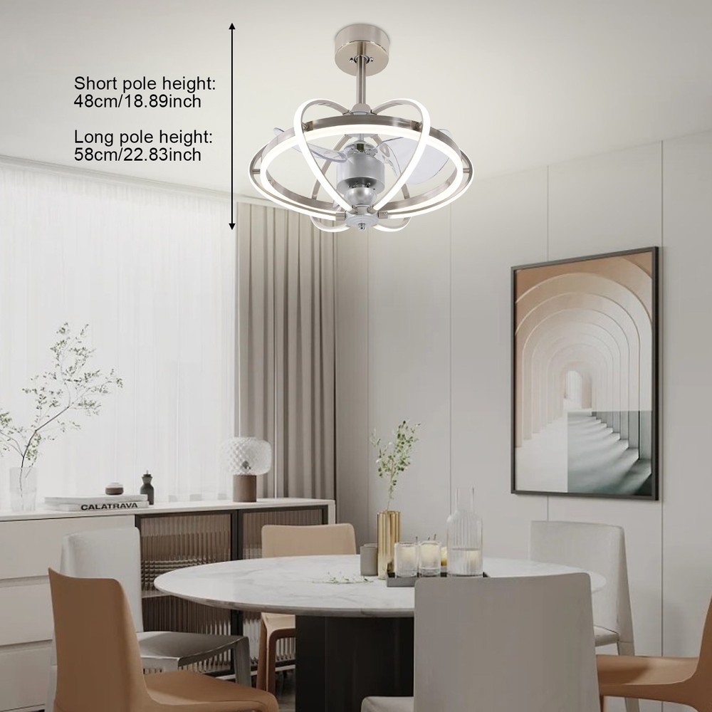 23" Farmhouse Ceiling Fan Light Flush Mount Caged Lights kit With Remote Control