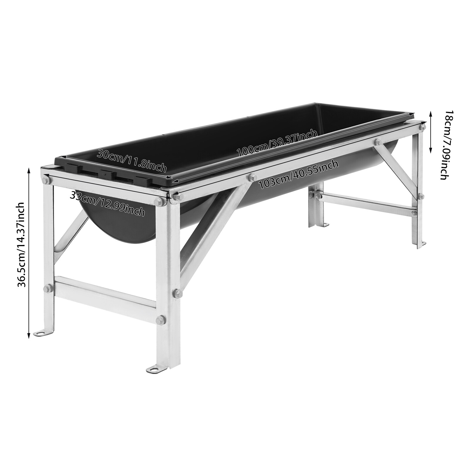 40.5" Livestock Feeding Trough 9.25 Gallon Pasture Hay Feeder Floor Standing