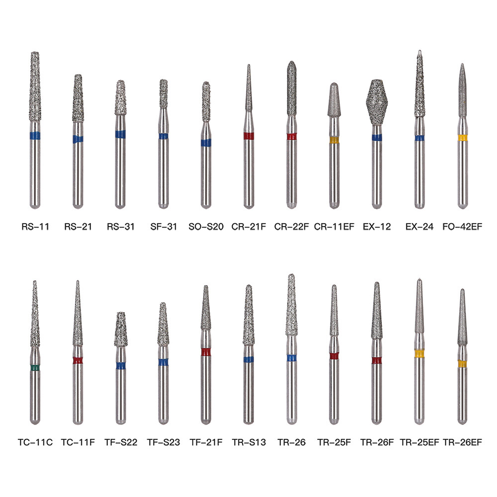 100pcs AZDENT Dental Diamond Burs For High Speed Handpiece Friction Grip 1.6mm