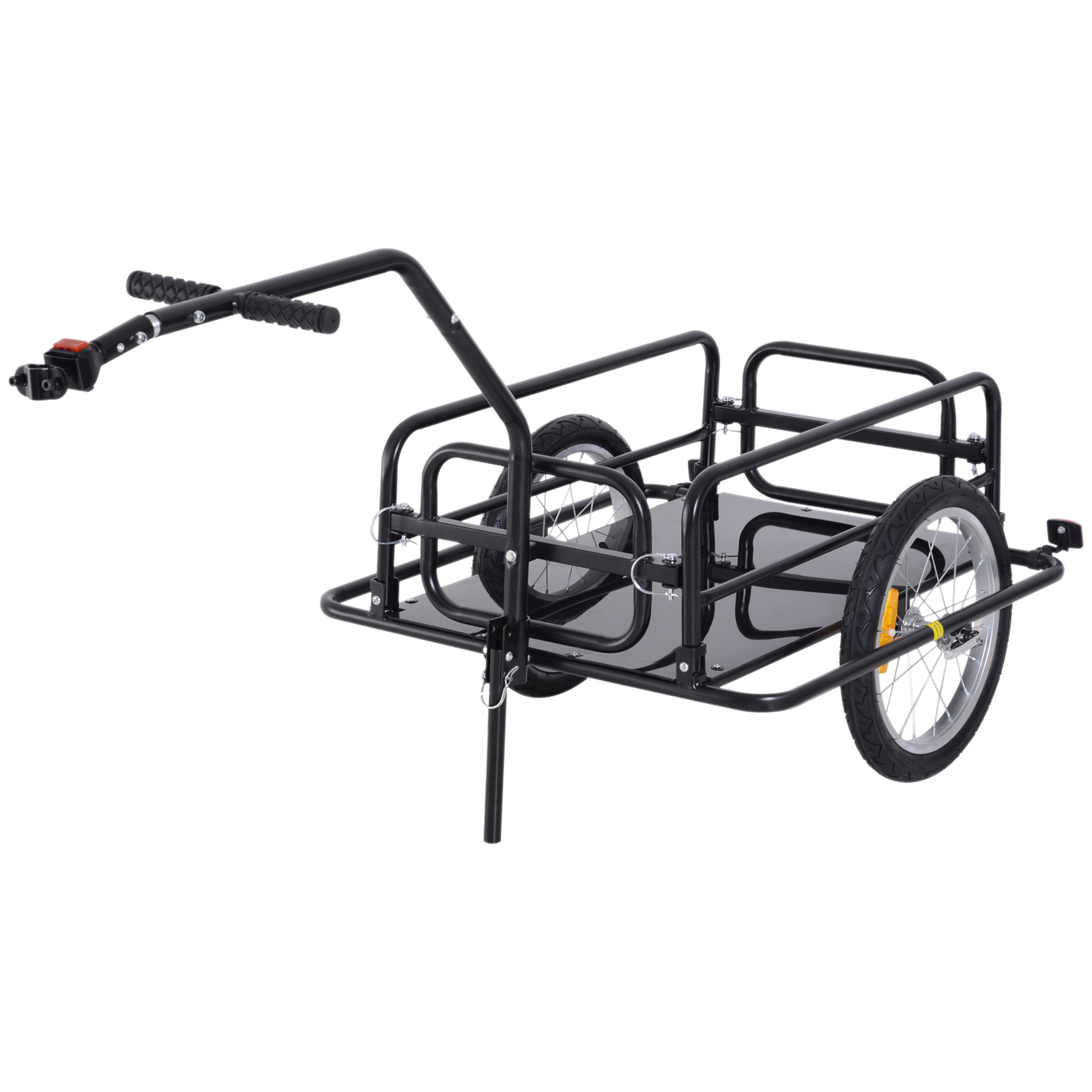 Folding Bicycle Cargo Storage Cart and Luggage Trailer with Hitch - Black