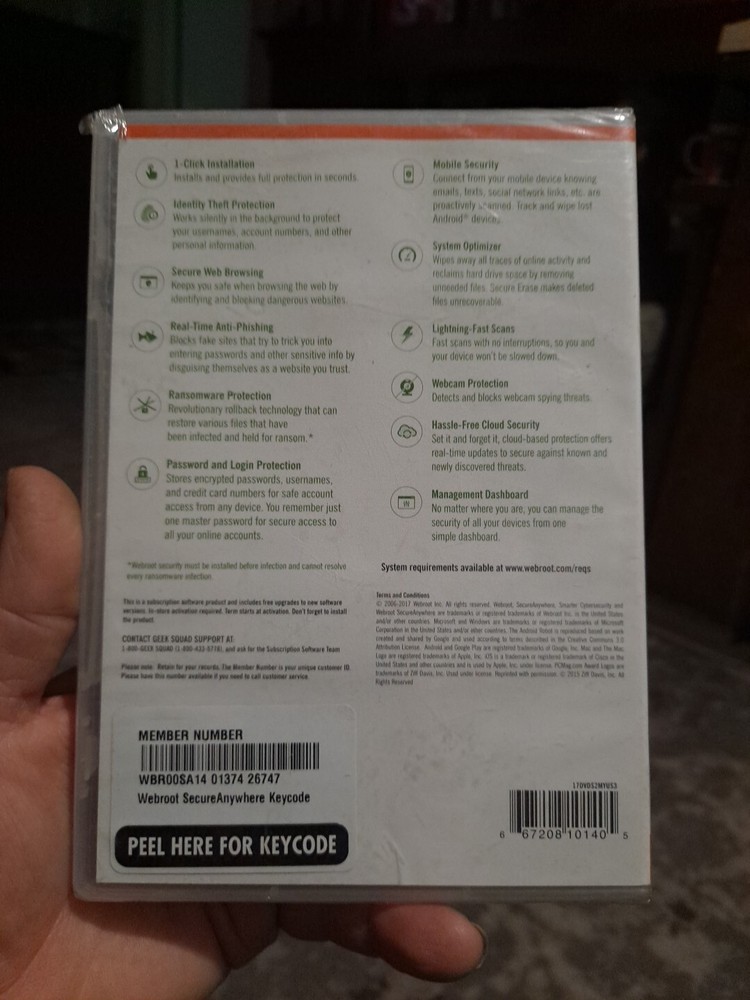 Webroot Secure Anywhere Internet Security 3 Device Software CD Windows IOS Mac