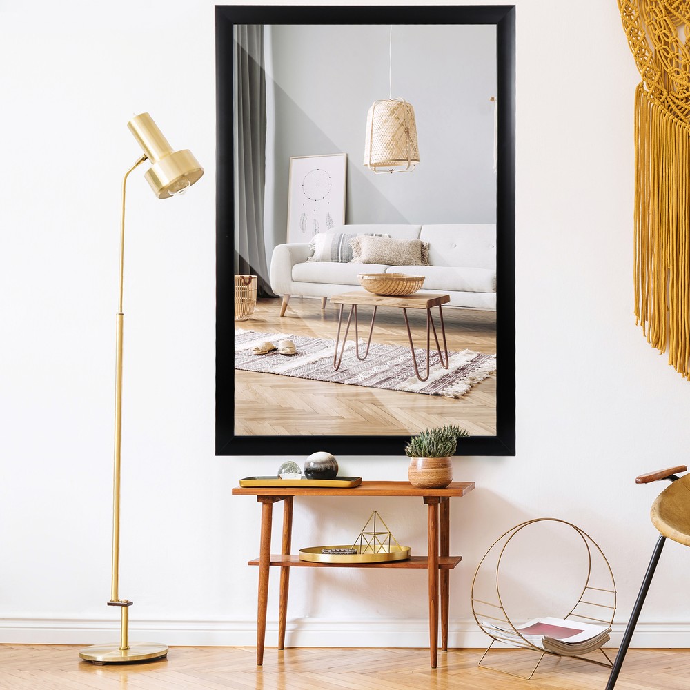 36" Rectangular Wall Mirror Makeup Mirror Bathroom Sturdy Metal Frame Home Decor