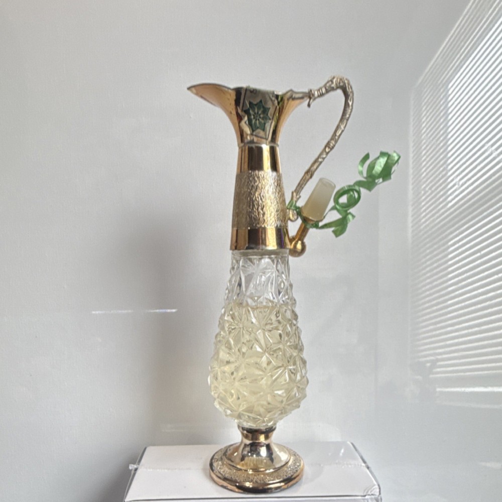 Victorian Silverplate Diamond Pattern Pitcher with Ornate Handle