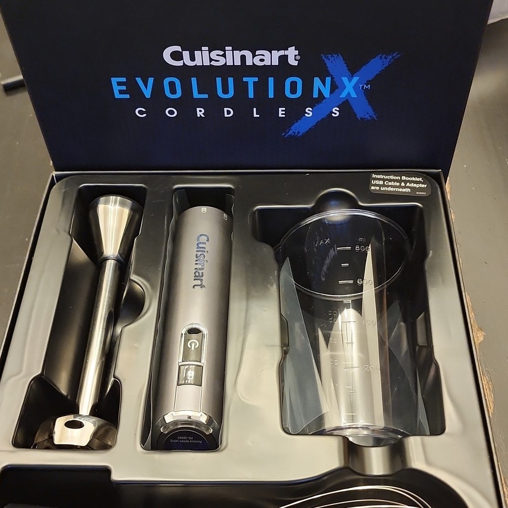 Cuisinart EvolutionX Cordless Handheld Blender Set, USB Rechargeable, Gray, 3pcs