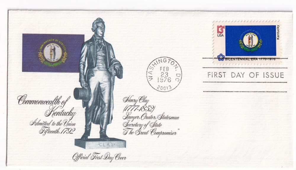 STAMP US SCOTT 1647 "Kentucky State Flag" 13 CENT 1976 FDC - B