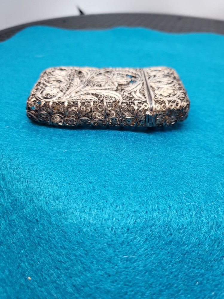 Antique Silver? Filigree Card Case Cigarette Case? Old Scroll Work Two Designs