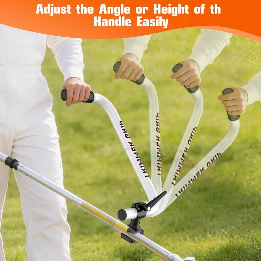 Ergonomic Weed Eater Handle Extension, Universal String Trimmer Silver