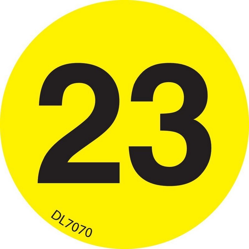 3" Diameter number 23 circle labels (500 per Roll)