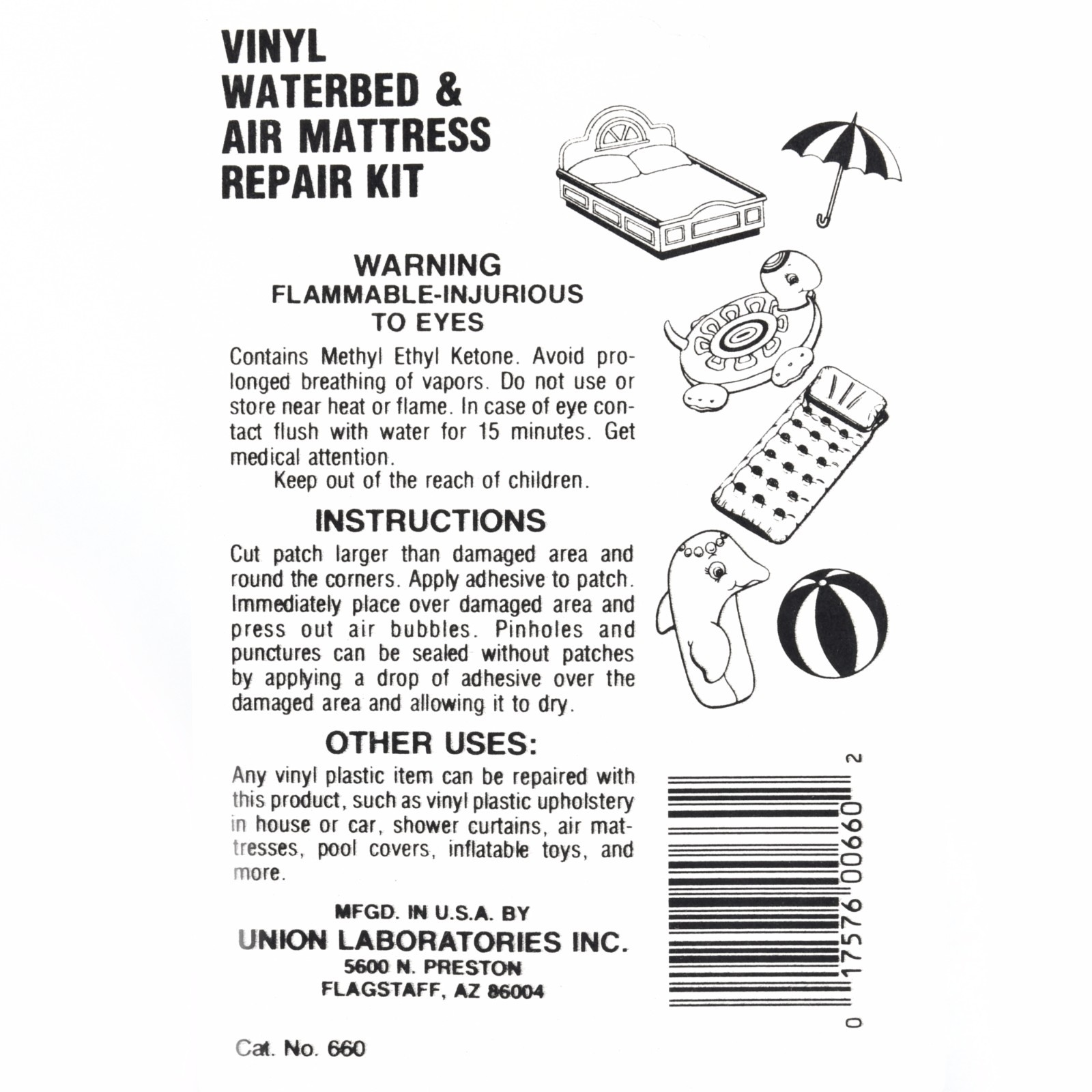 Union Laboratories Boxer Adhesives - Vinyl Waterbed & Air Mattress Repair Kit