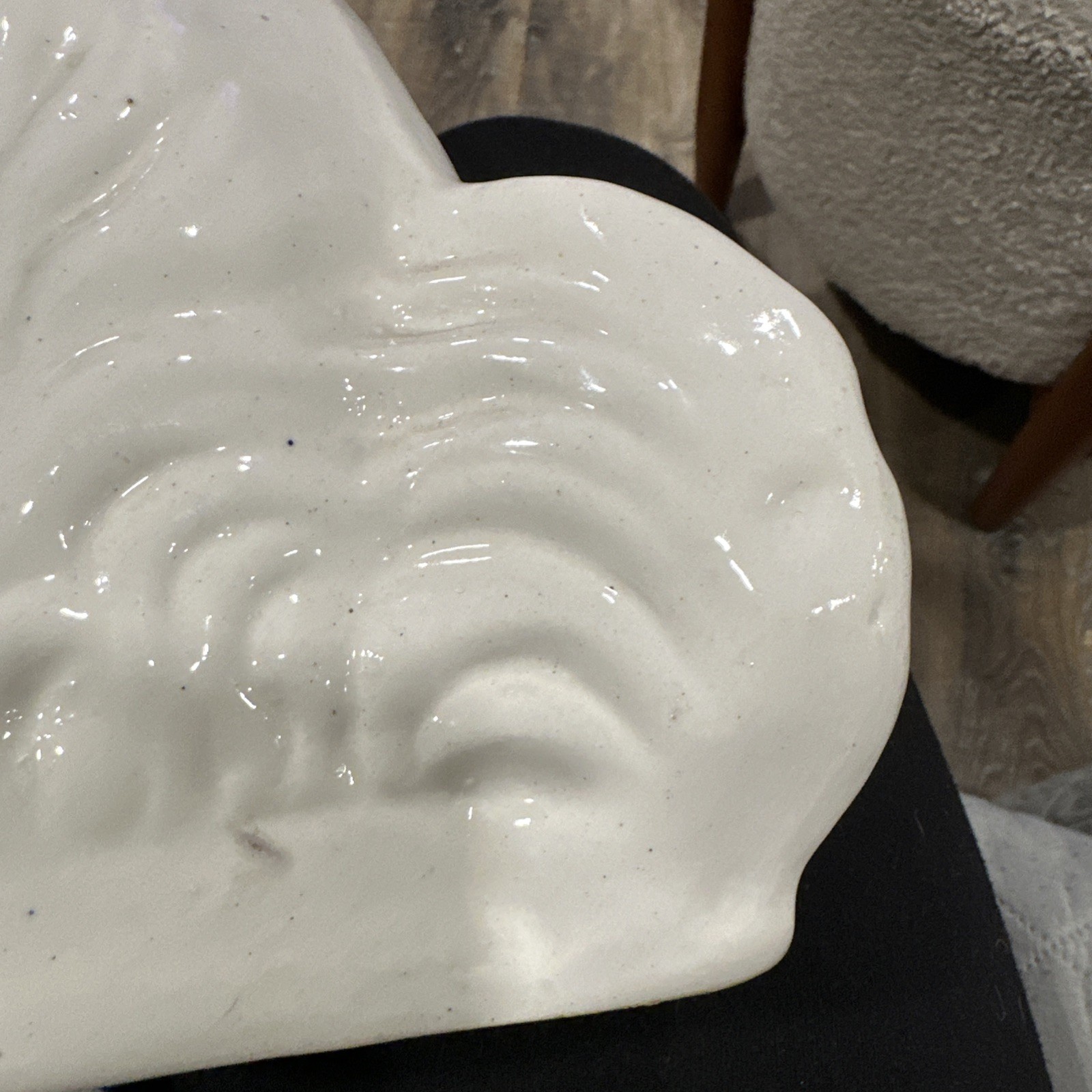 19thC STAFFORDSHIRE WHITE & GILT SEATED SPANIEL DOG Large 15 Inches Tall Rare