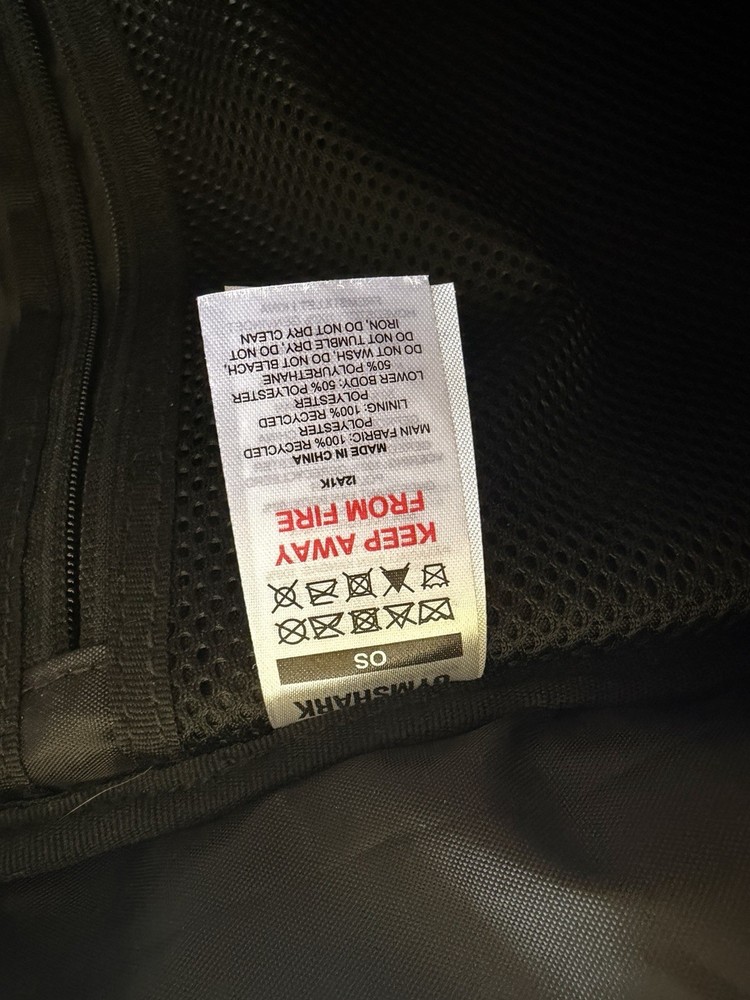 Gymshark Black Polyester Terylene Gym Backpack Zip Closure 2 Pockets OS