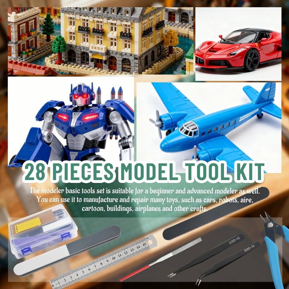 Bigstone 28 PCS Model Tools Kit Hobby Building Tools Craft Set Modeler Basic ...