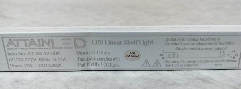 Lot of 25 AttainLED Linear Strip LED Lighting AT-33-12-50K 33" 12W 1200 Lumens