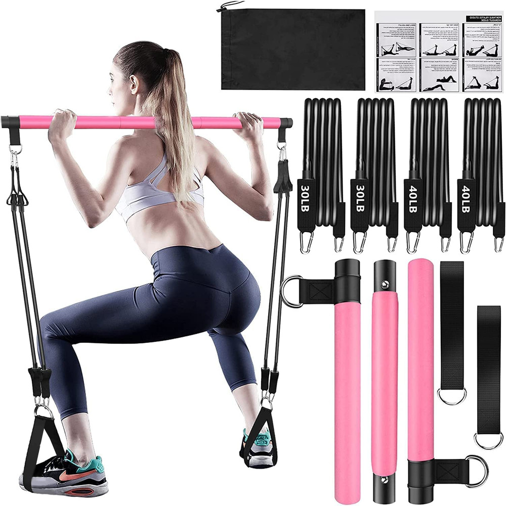 Pilates Bar Kit with Resistance Bands,Pilates Bar with Stackable Bands