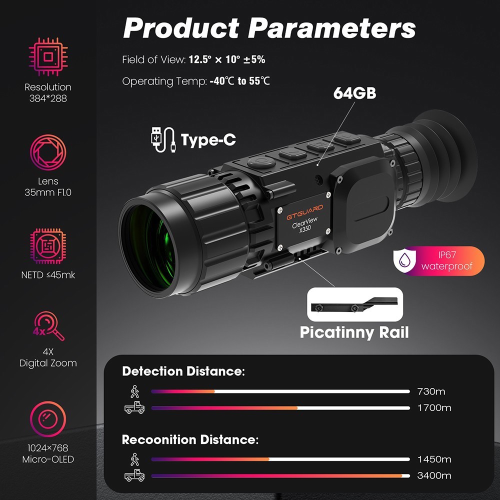 Newest 384x288 Thermal Monocular Night Vision Scope Multi-Function Thermal Scope