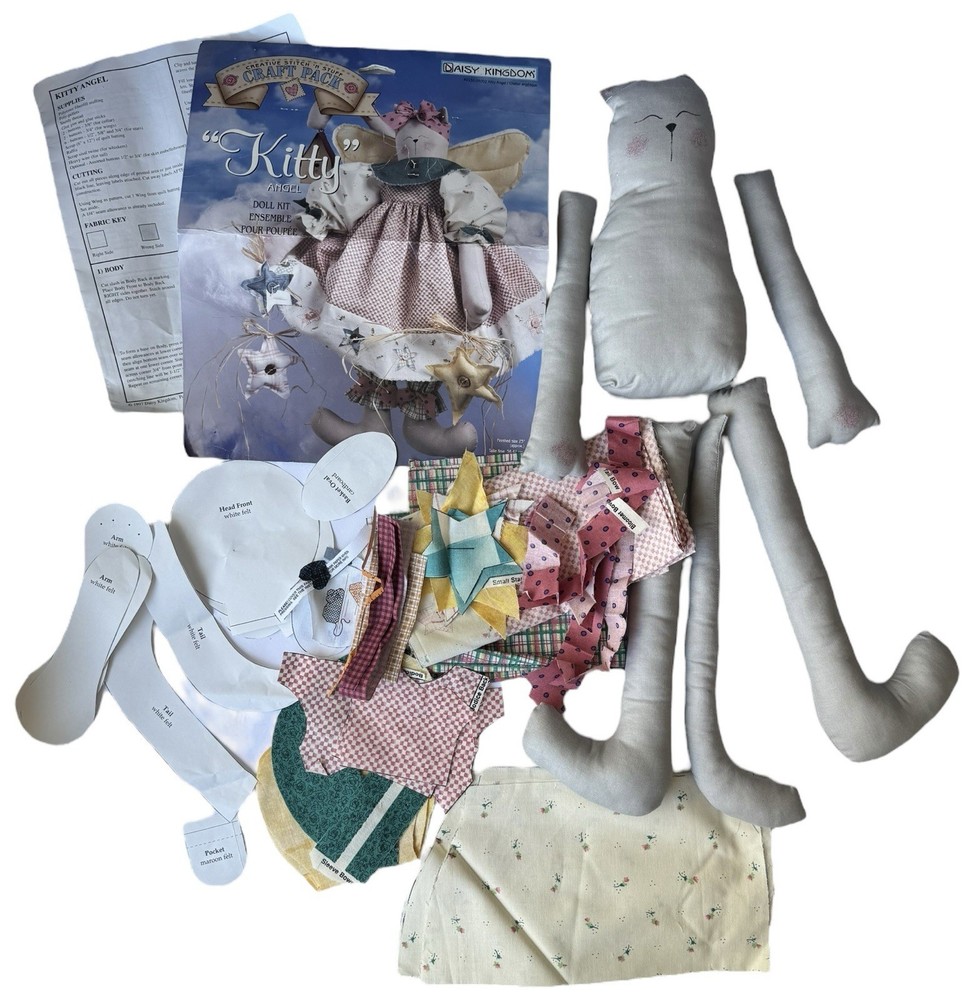 Kitty Angel Doll Kit Craft Pack Open Part-Completed 23" Maybe Missing Something