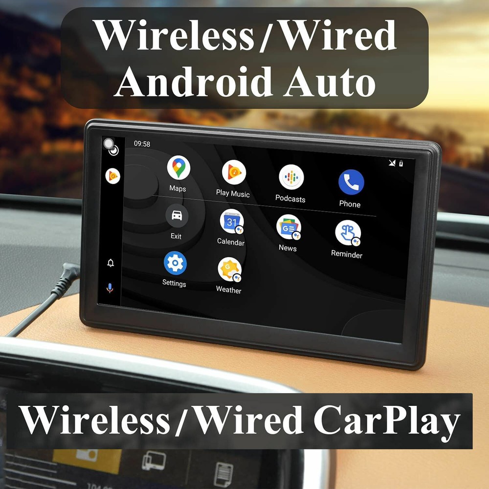 PORTABLE 7" WIRELESS APPLE CARPLAY / ANDROID AUTO REVERSING CAMERA SUITS ARBATH