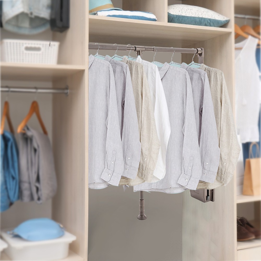 35-47" Adjustable Closet Rod Closet-mounted Simple Pull Down Clothes Hanger