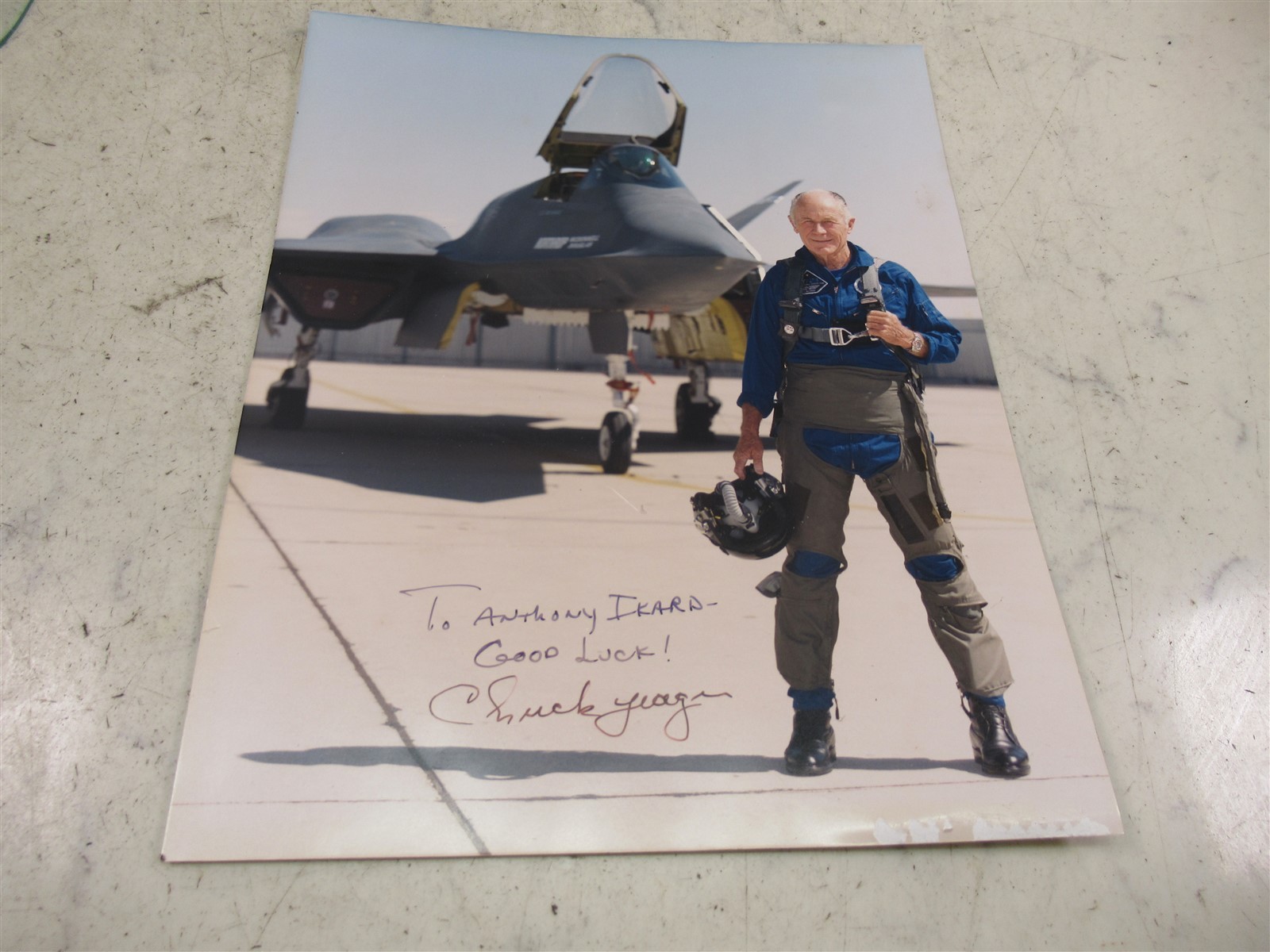 Chuck Yeager Autographed Photo 8x10 Northrop YF-23 "Black Widow II" prototype