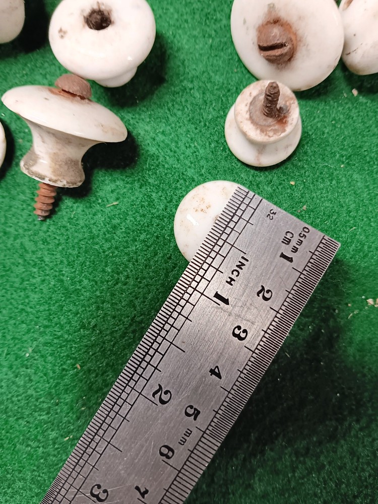 antique porcelain drawer knobs mixed sized lot