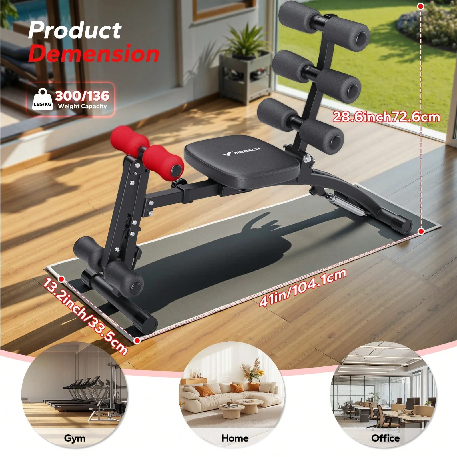Ab Workout Bench for Home Gym - Multi-Functional Adjustable Ab Trainer