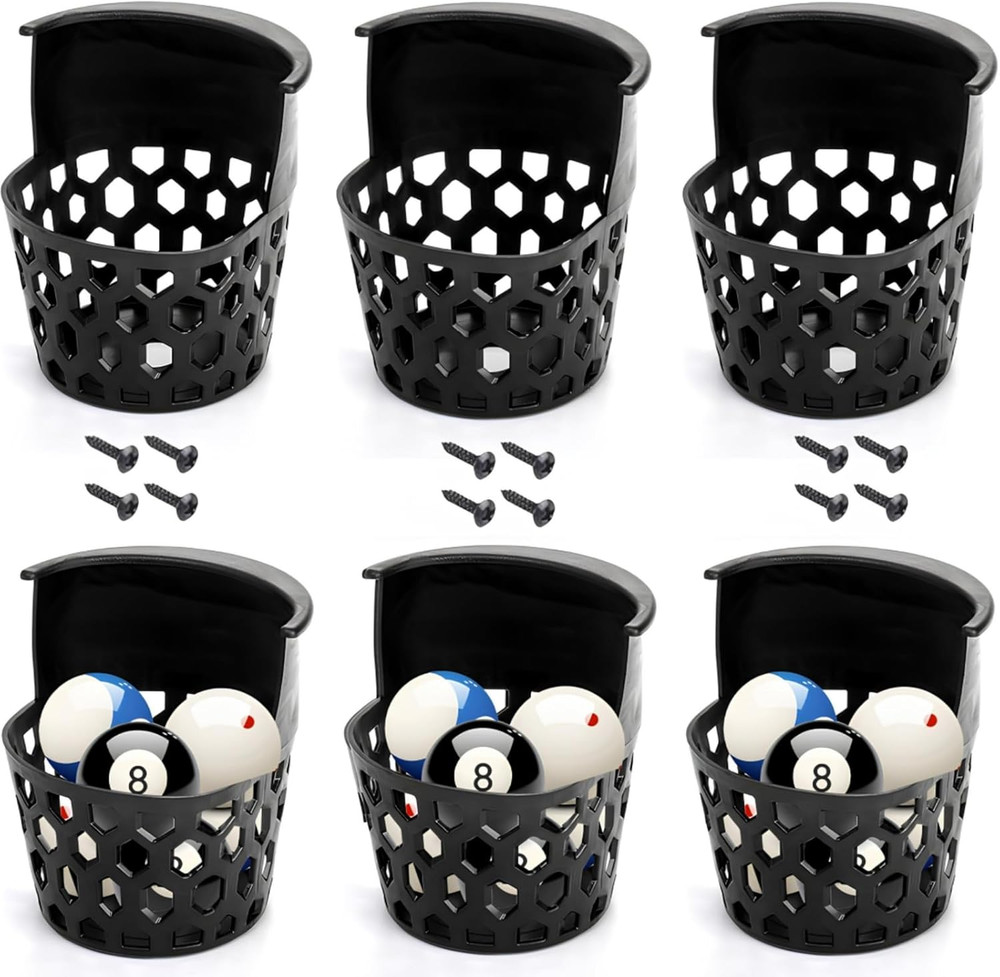 6 Pack Pool Table Pockets, Heavy Duty Billiard Set Including 4 Corner and 2 Side