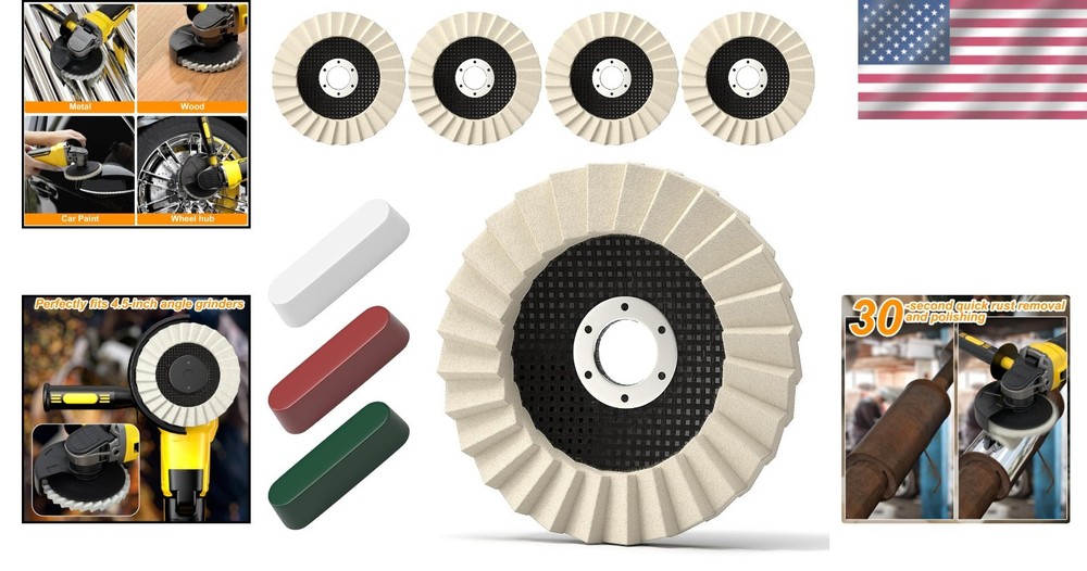 Durable 8-Pc Wool Polishing Wheels & Compounds for Efficient Surface Restoration