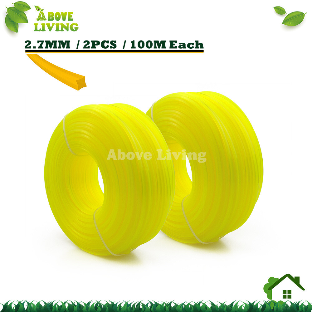 2 Rolls 2.7mm x 100M Weed Whacker Square String Trimmer Line Whipper Snipper