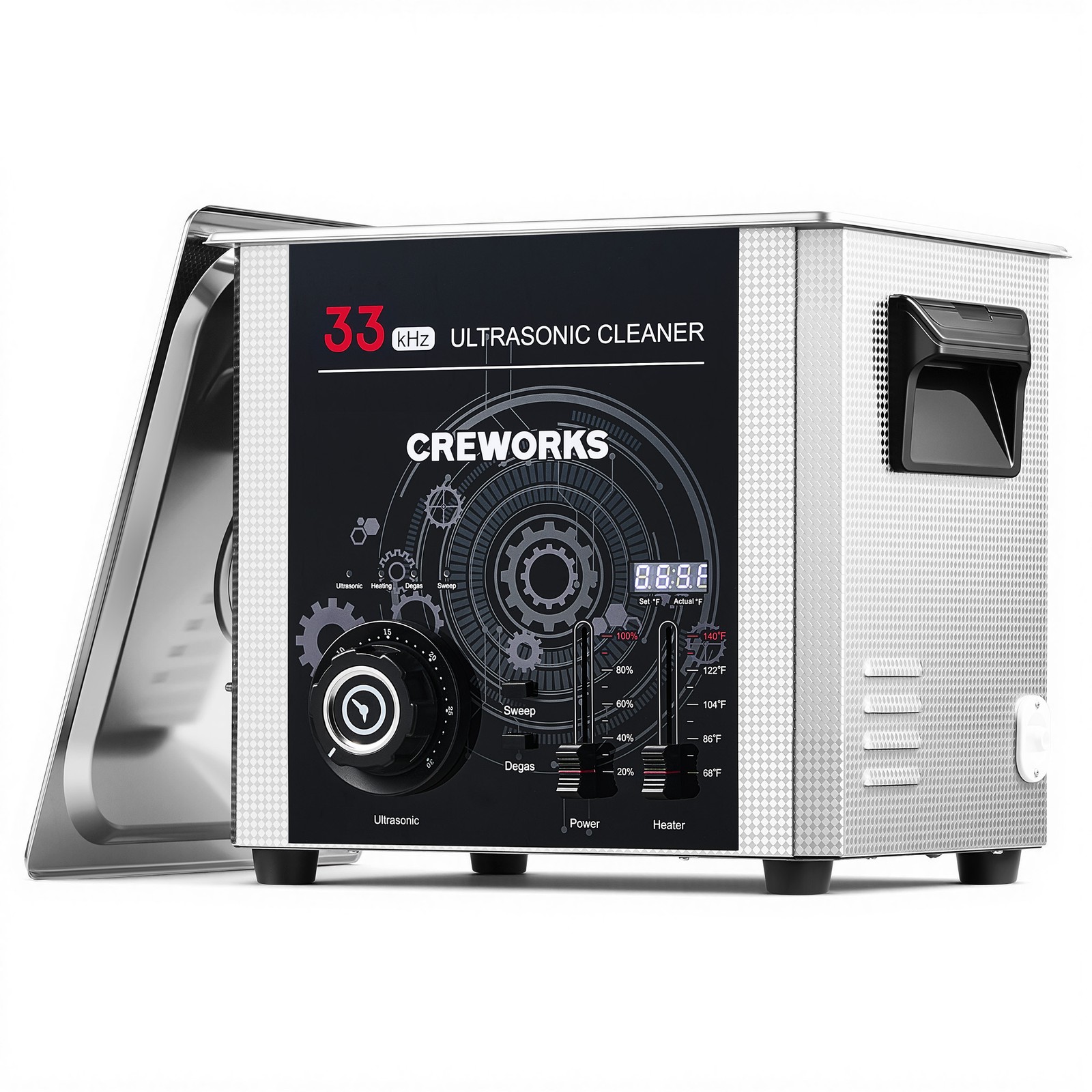 CO-Z 33kHz 10L Ultrasonic Cleaner w Adjustable Timer Power Degas & Gentle Mode