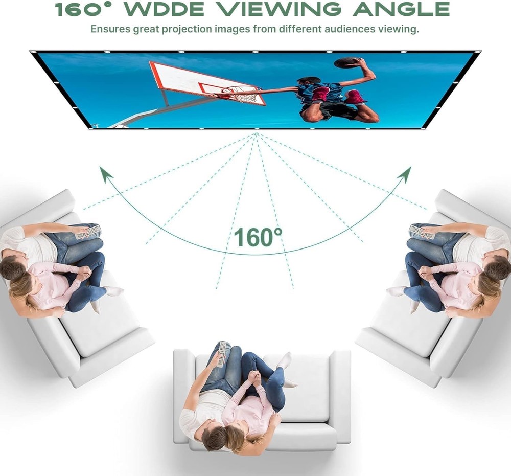 Outdoor Projector Screen 100 inch, Washable Projector Screen 16:9 Foldable An...