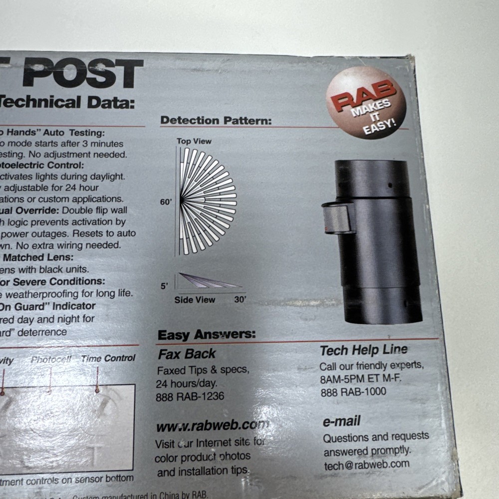 RAB Smart Post SPOST500/180 Motion Sensor Control for Post Lantern Black Finish