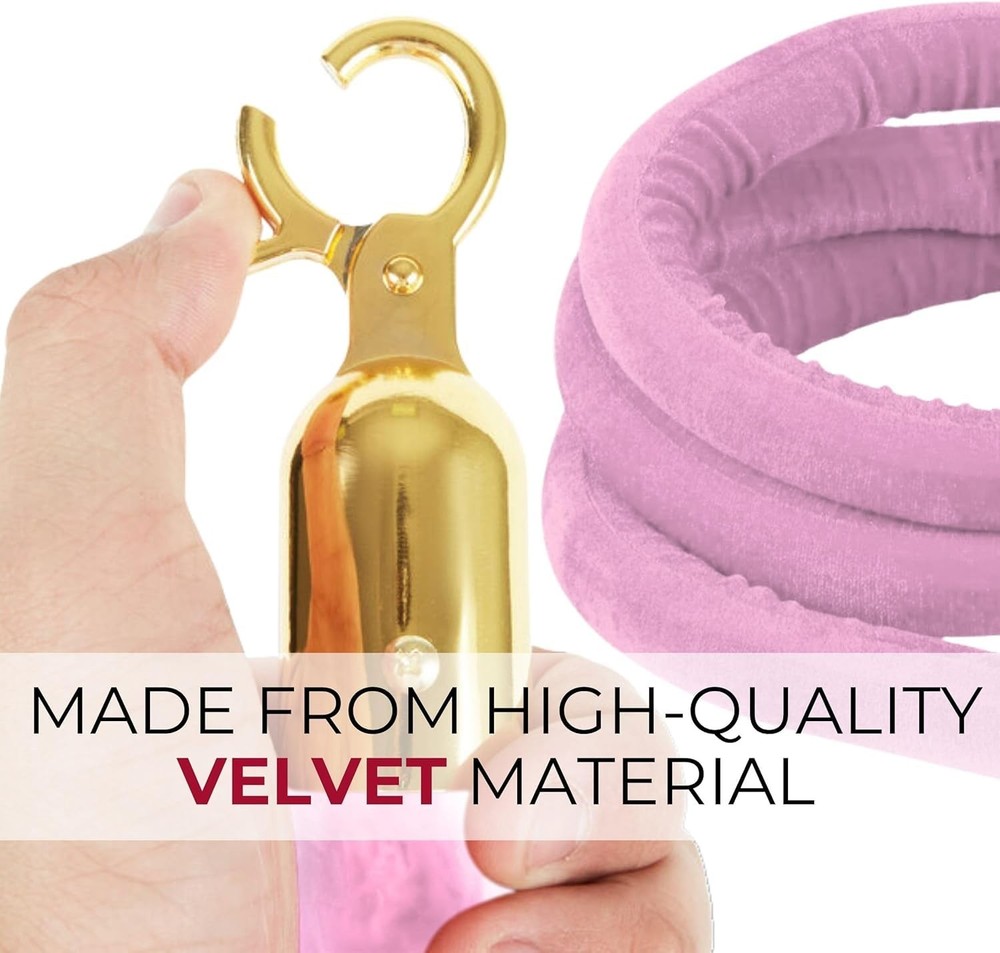 4 PCS Light Pink VIP Ropes Posts Twisted Snap Hooks Queue Crowd Control Stand