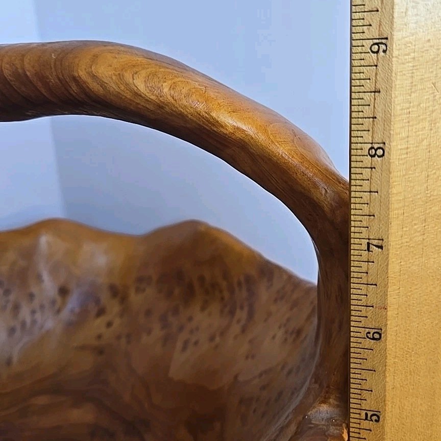 One Piece Solid Natural Burl Wood Handmade Bowl Basket Bumpy Wavy Rustic