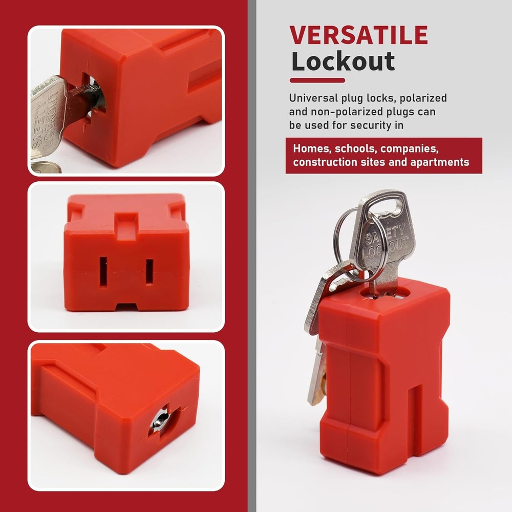 4 PCS Plug Locks Electrical Cord Plug Lockout Device 2 Pack Locking Safety Lock