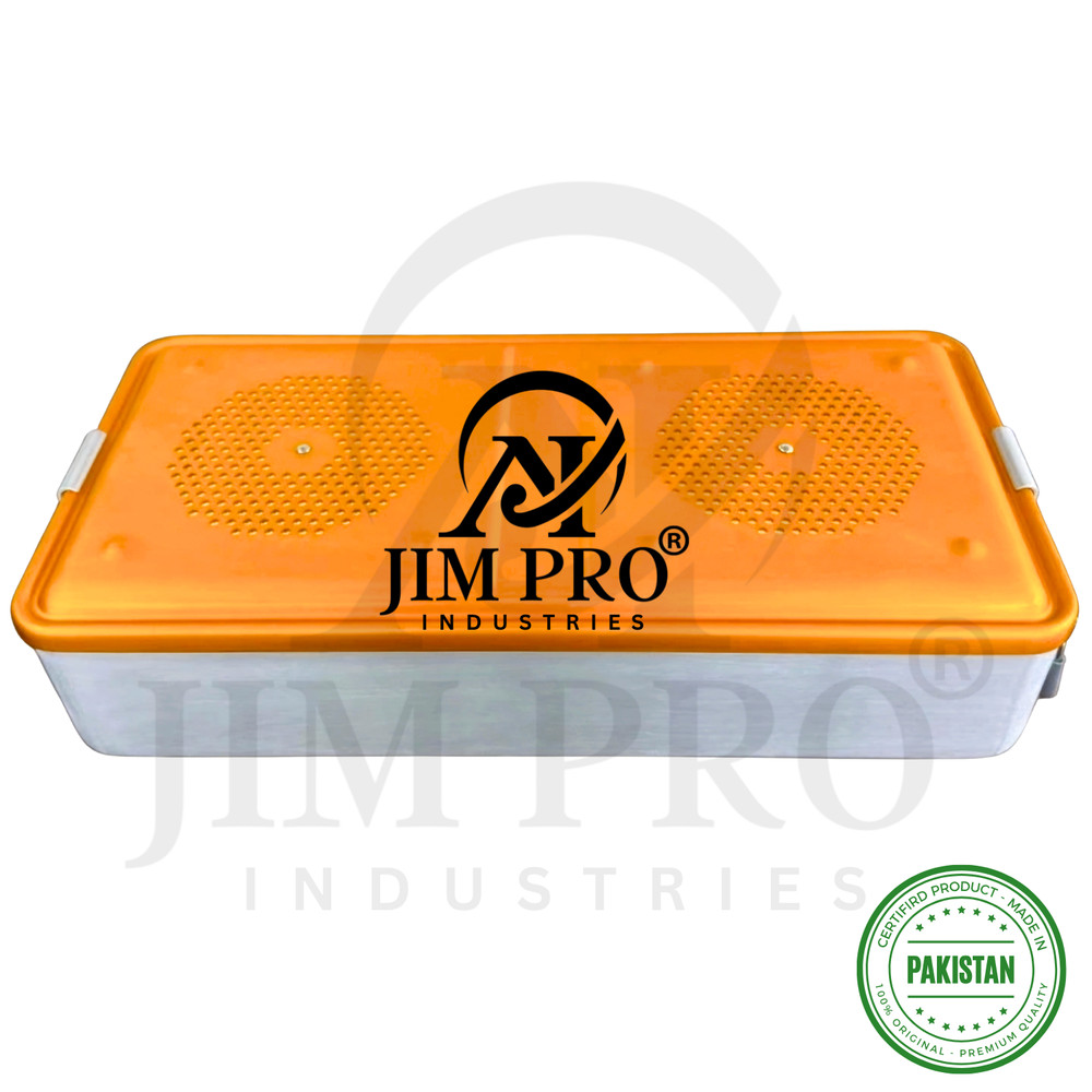 Aluminium Sterilization Container, Bottom & Lid Perforated with 4 filter holders
