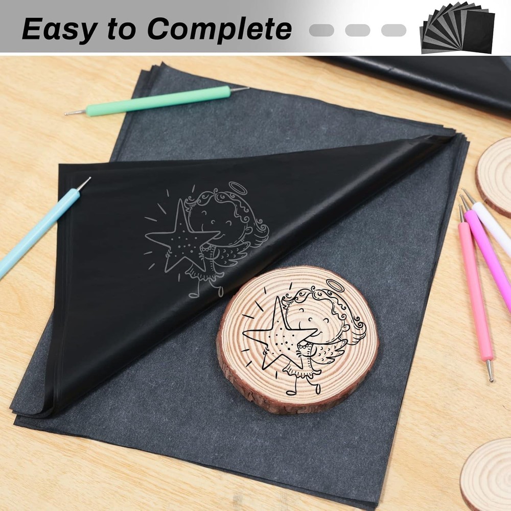 Carbon Transfer Paper Kit - 30 Sheets & 5 Embossing Tools, 8.5" x 11"