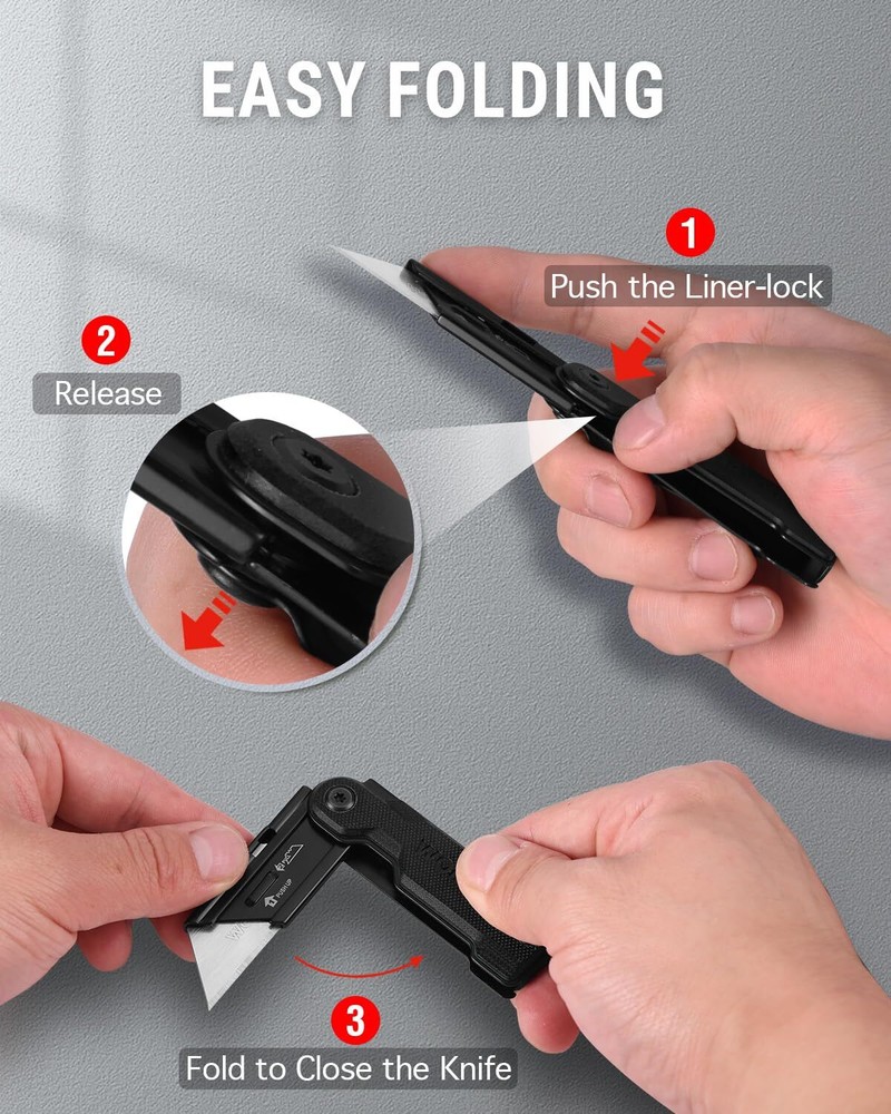 WORKPRO Folding Utility Knife with 10 Extra SK5 Blades, EDC Razor Sharp Knife