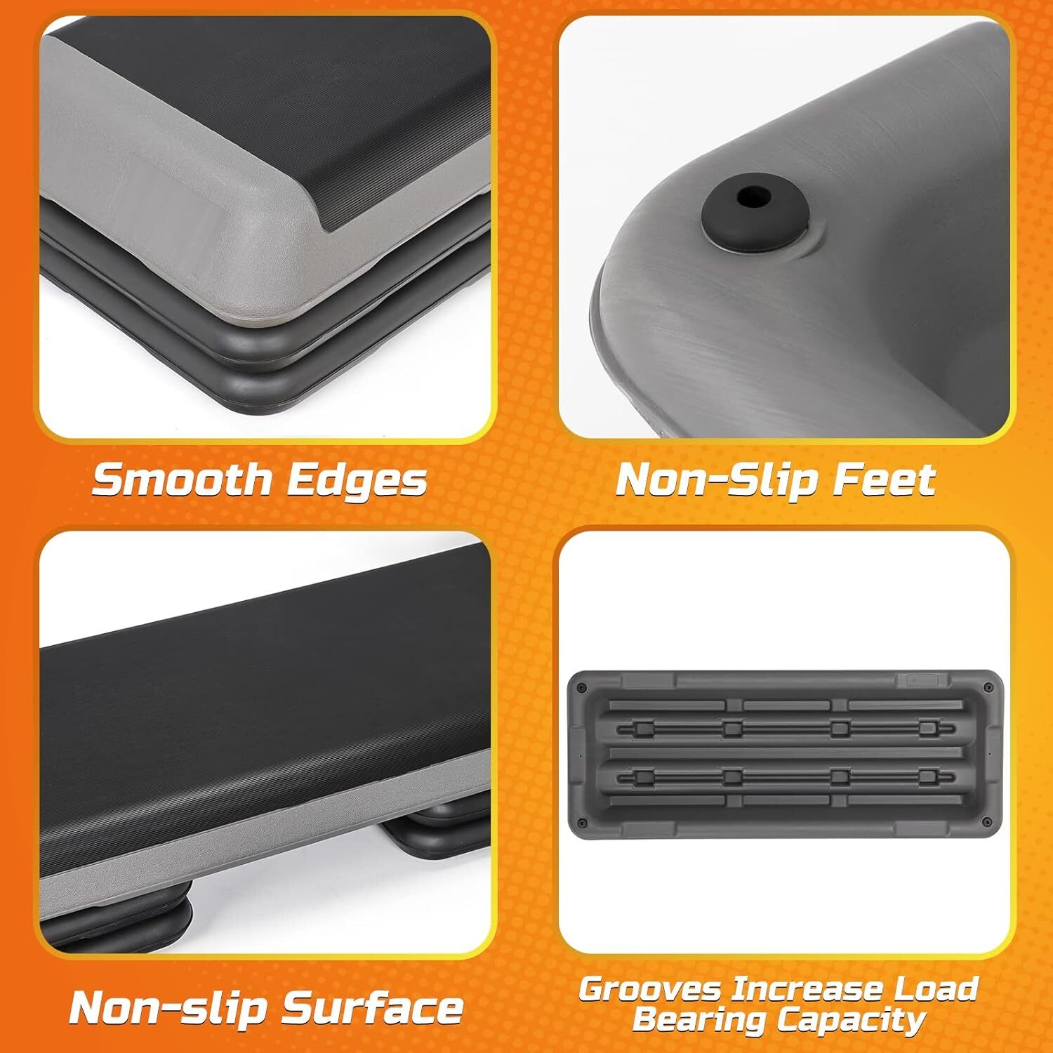 Fitness Aerobic Step 43" Club Cardio Adjust Exercise Stepper Workout w/Risers