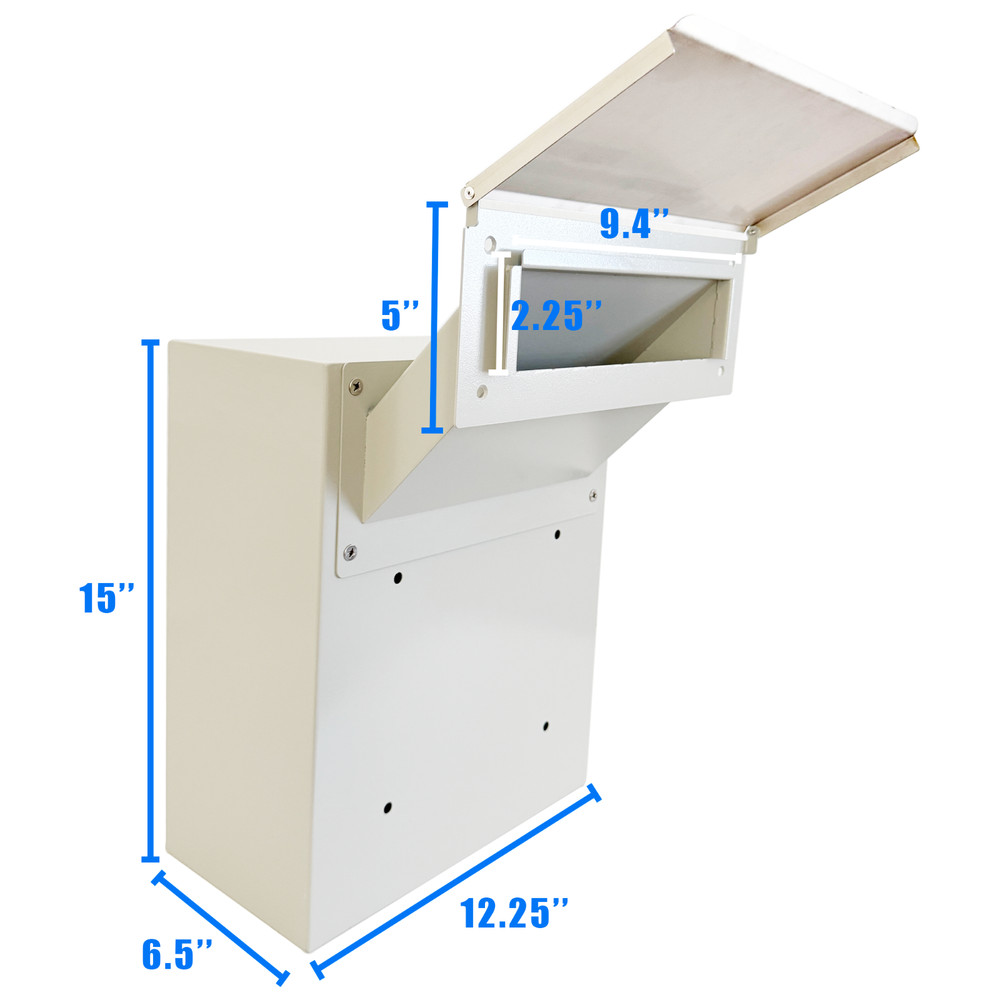 OPEN BOX Rainproof Through the Wall Locking Mailbox with 10'' Adjustable Chute