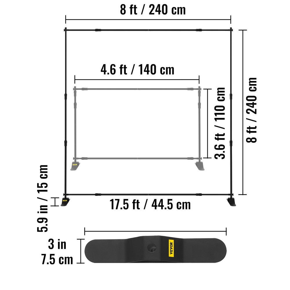 Telescopic Backdrop Banner Stand Adjustable Retractable with Carrying Bag