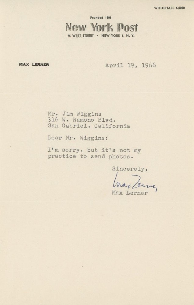 Max Lerner- TSL from 1966