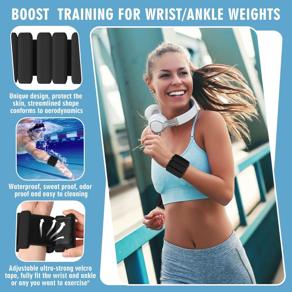 Wrist Weights, 2Pack Adjustable Wearable Ankle medium-sized, Black