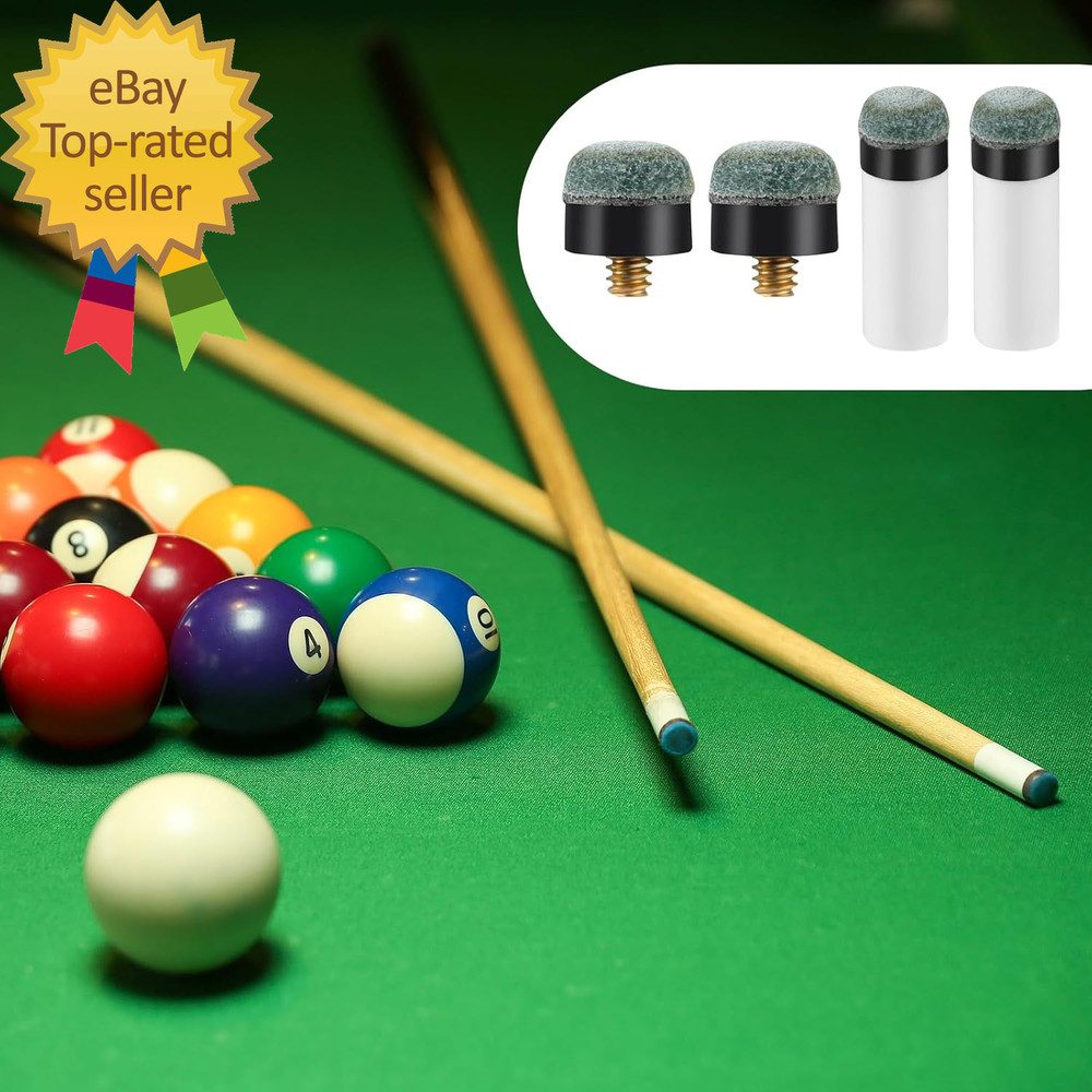 20 Sets Billiard Cues Tips Replacement Kit with White Pool Cue Stick Ferrules, S