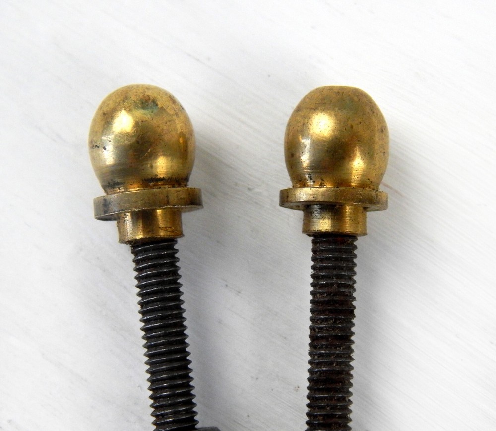 Pair Vintage Threaded Fixing Brackets for Brass Cabinet Chest Drawer Pull Handle