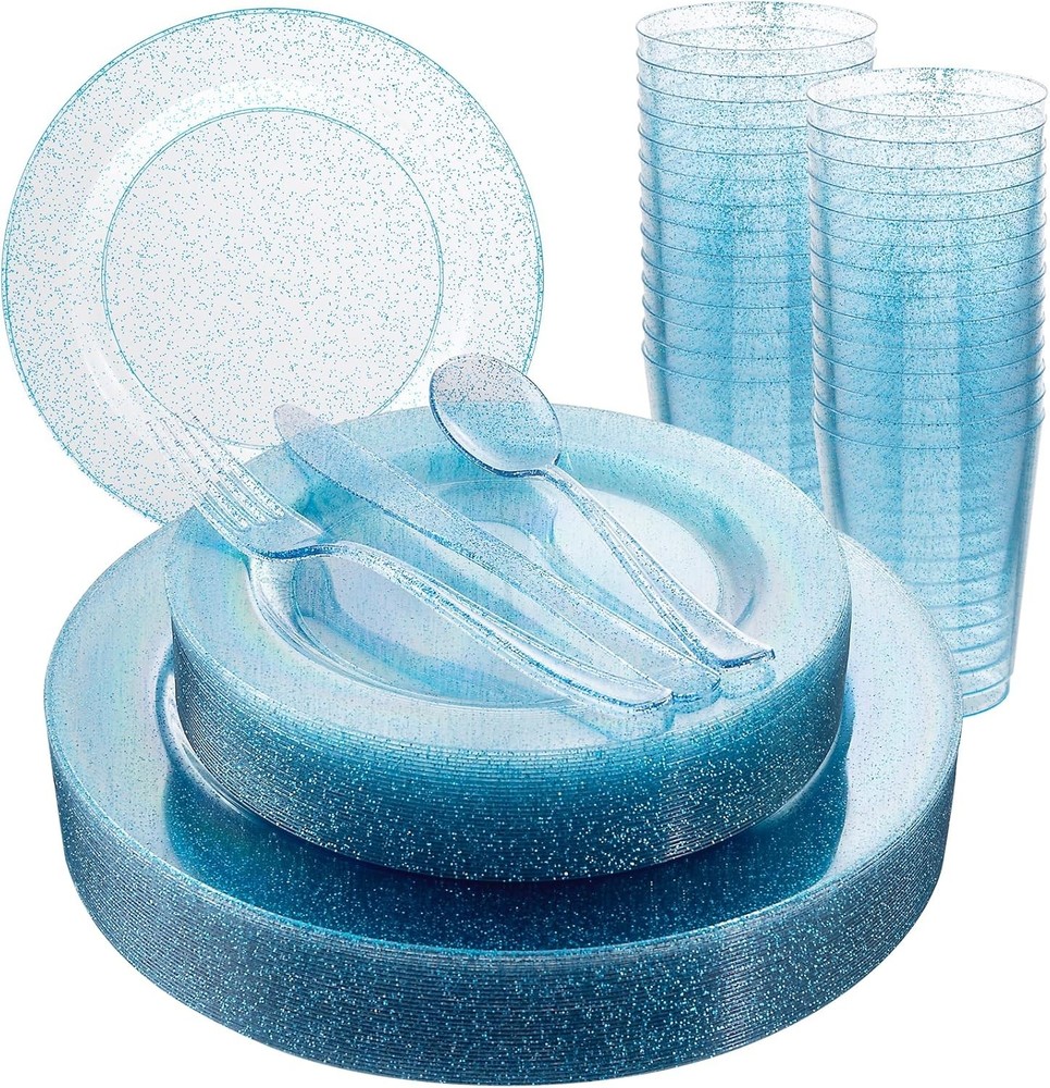 Rubtlp Candy Plastic Dinnerware Set, Iridescent Plastic Plate With