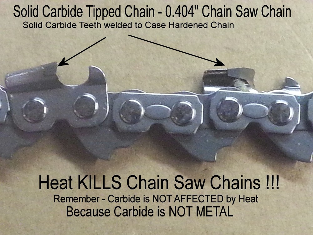 SOLID CARBIDE 404" x 080 Chainsaw Semi-Chisel Type 18 Harvester Chain ANY LENGTH
