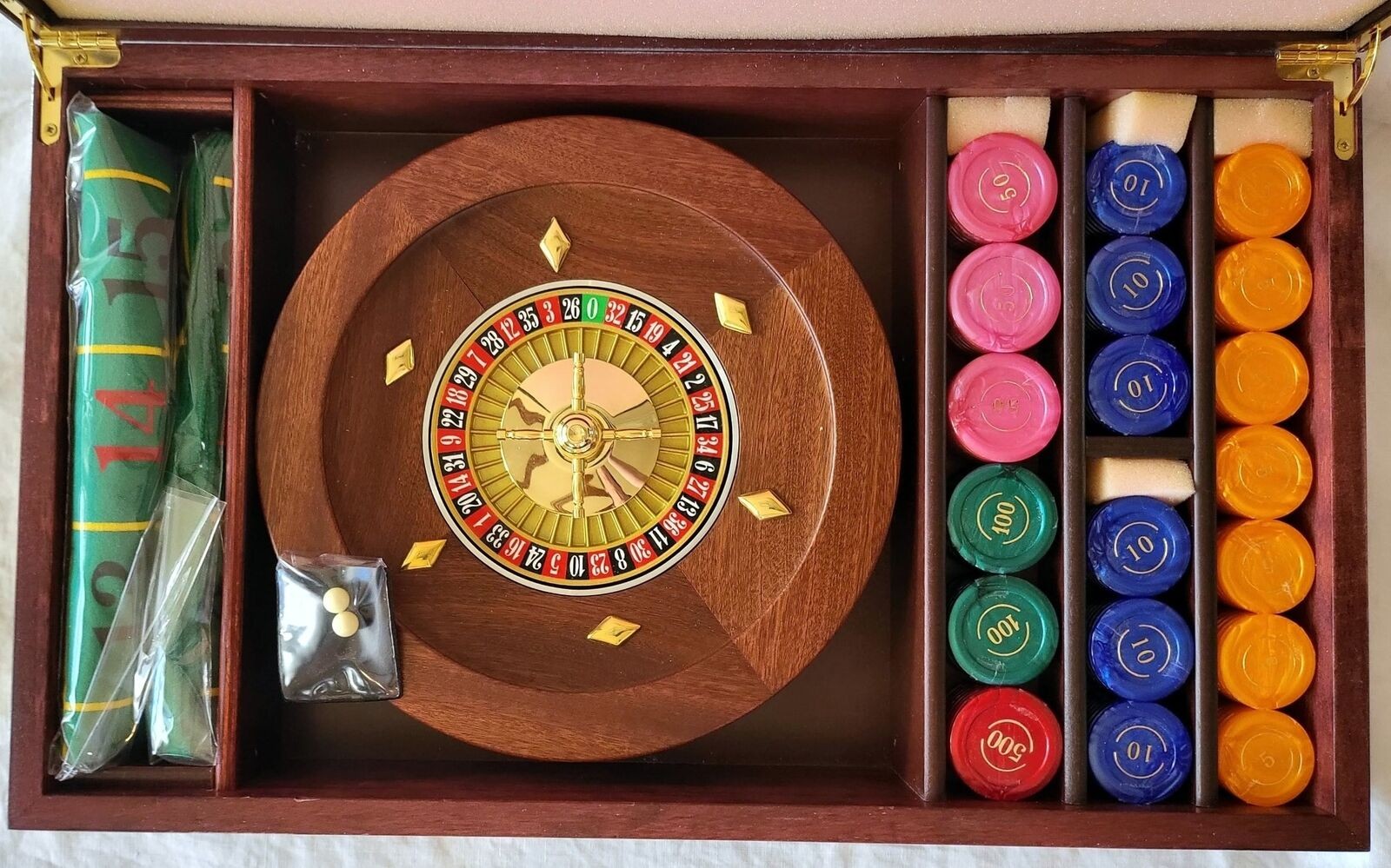 Renzo Romagnoli Solid Mahogany Roulette Wheel Case Set - Retired and Rare Unused