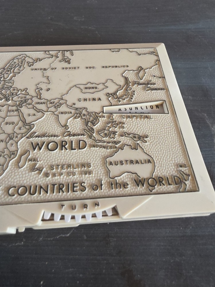 Vintage Educator Plastic Pencil Case world Capitals 1961