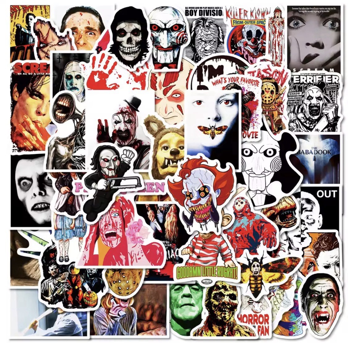 25 Piece Mix Lot 2” NEW Horror Movie Stickers Decals, Halloween Mix